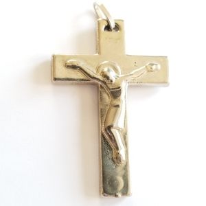 Crucifix pendant cross silver tone Catholic Christian